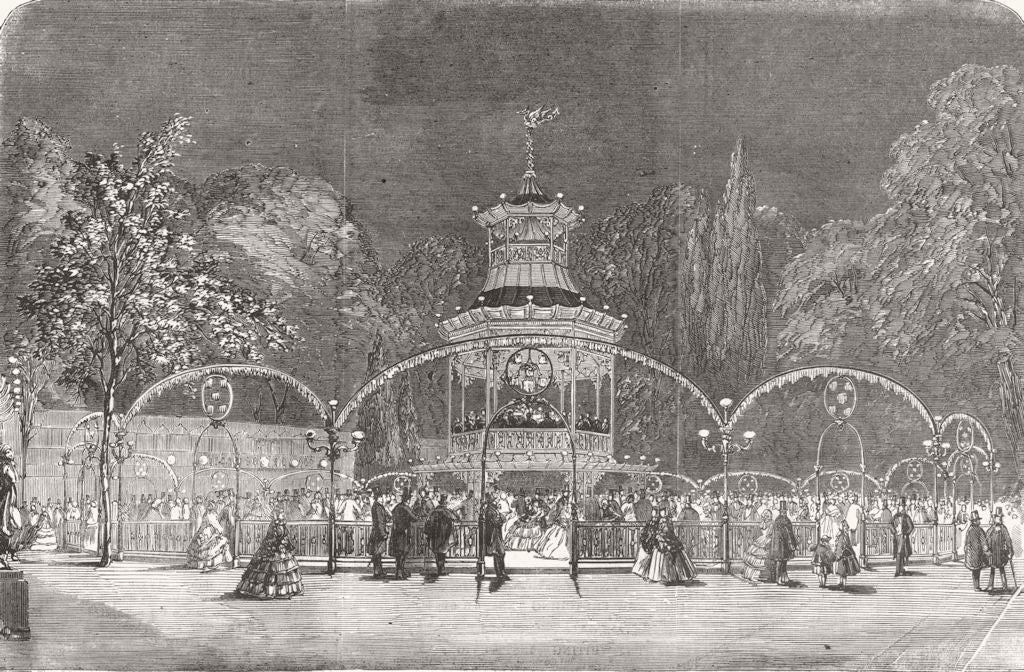 LONDON. Cremorne Gdns. Chinese Platform 1857 old antique vintage print picture